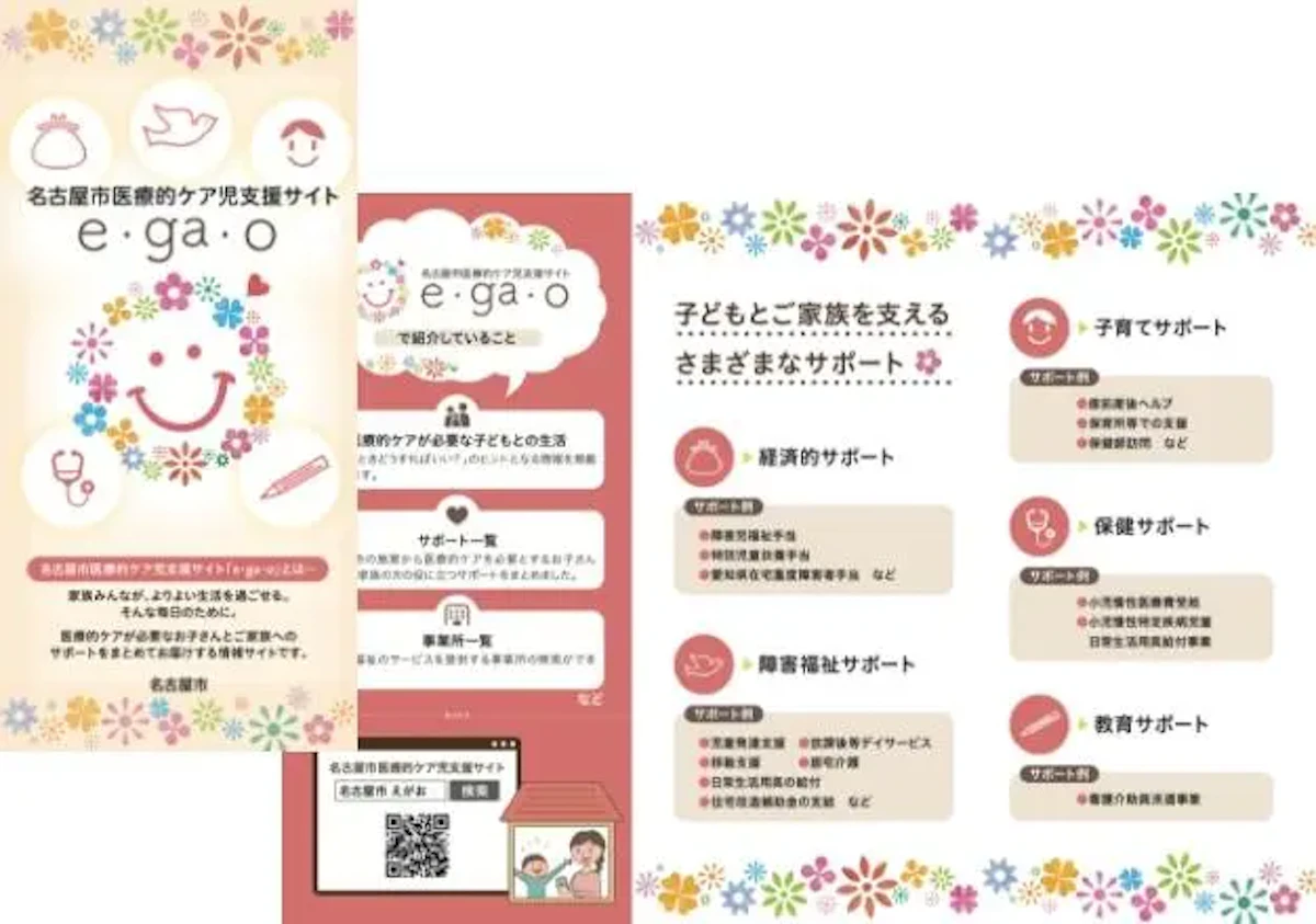 名古屋市医療的ケア児支援サイトを紹介するリーフレットの画像