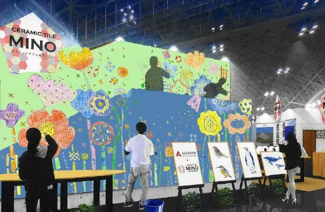 壁面タイルを装飾するライブパフォーマンスのイメージ写真