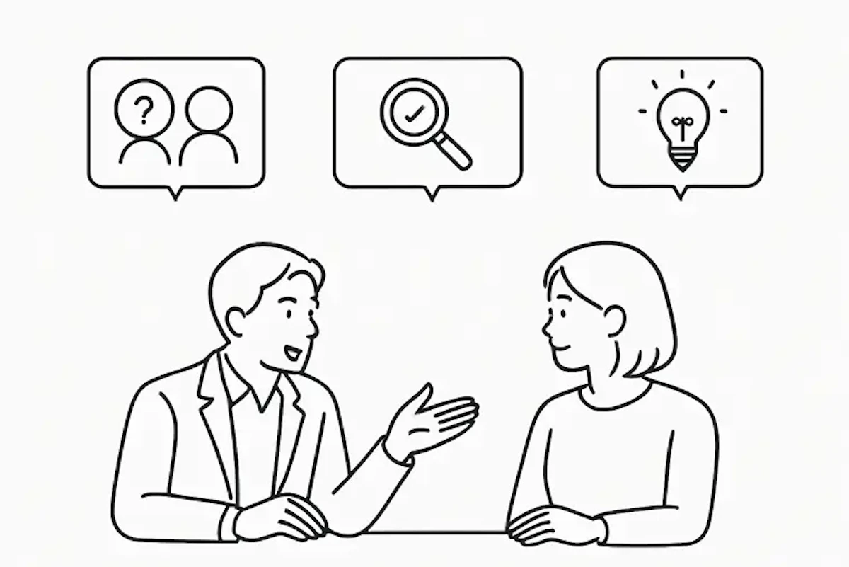 お客さまと対話を重ねながら運用サポートを行っているイラスト