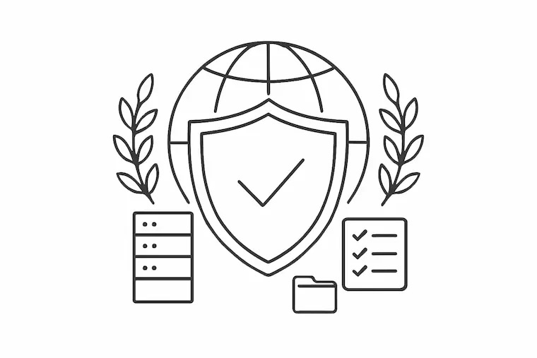 情報セキュリティ認証を取得していることを示したイラスト