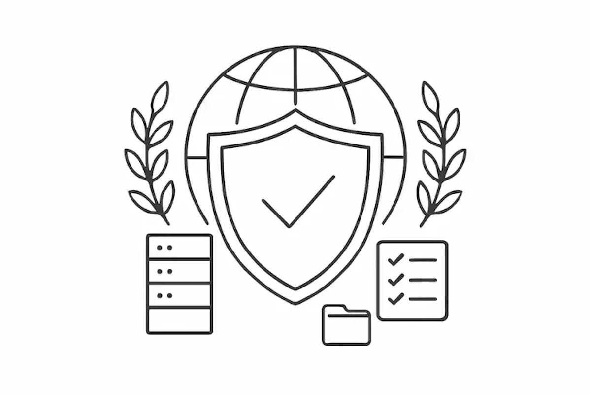 情報セキュリティ認証を取得していることを示したイラスト