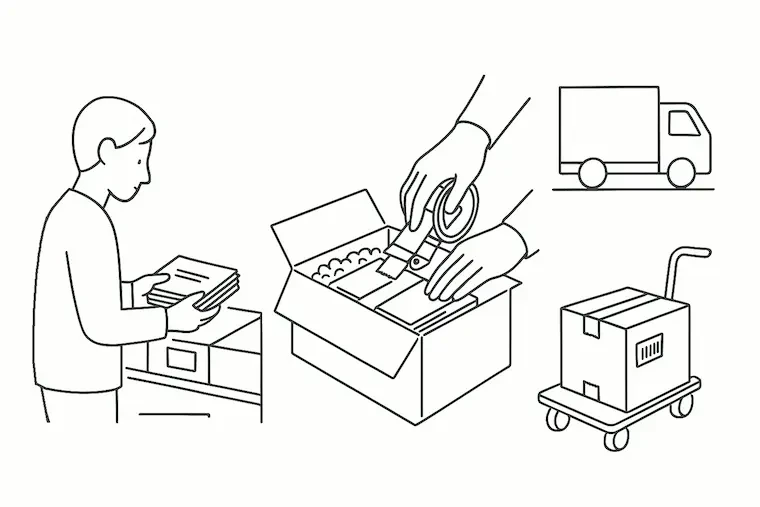 仕分け・梱包・発送のイラスト