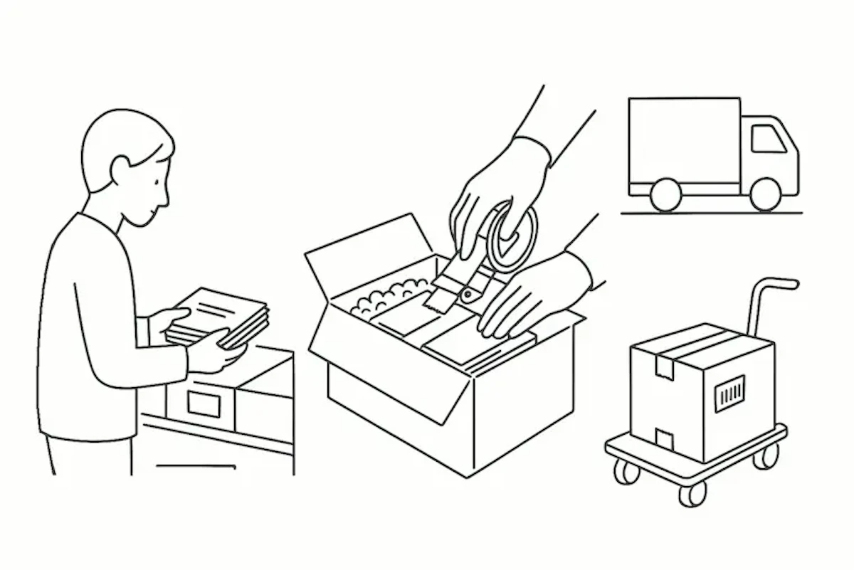 仕分け・梱包・発送のイラスト