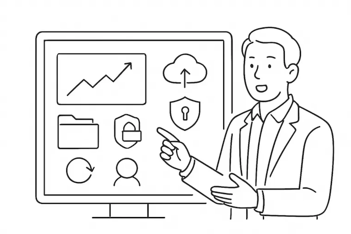 デジタル資産の適切な管理・運用をサポートしているイラスト