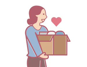 防災備蓄品を寄付しているイメージイラスト