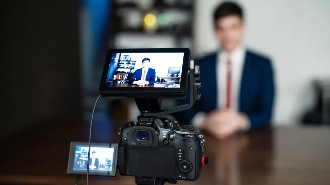 会社説明会をライブ配信しているイメージ画像