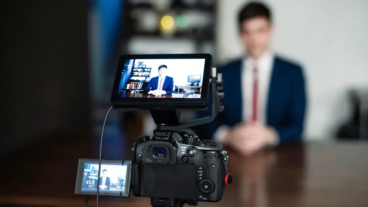 会社説明会をライブ配信しているイメージ画像