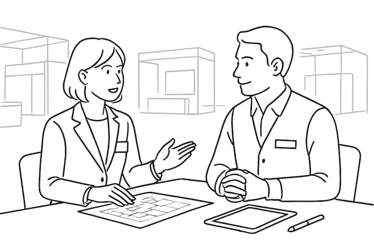 関係者と交渉しているイラスト