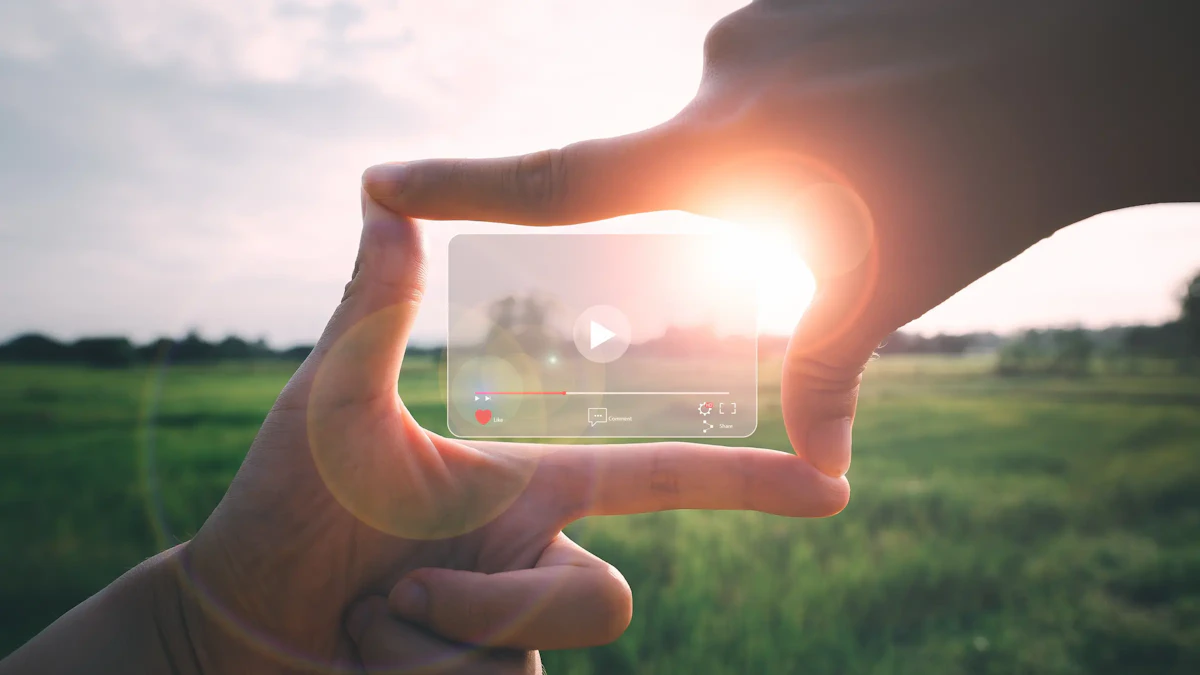 両手で風景をトリミングし、心に残る映像にするためのポイントをイメージした画像