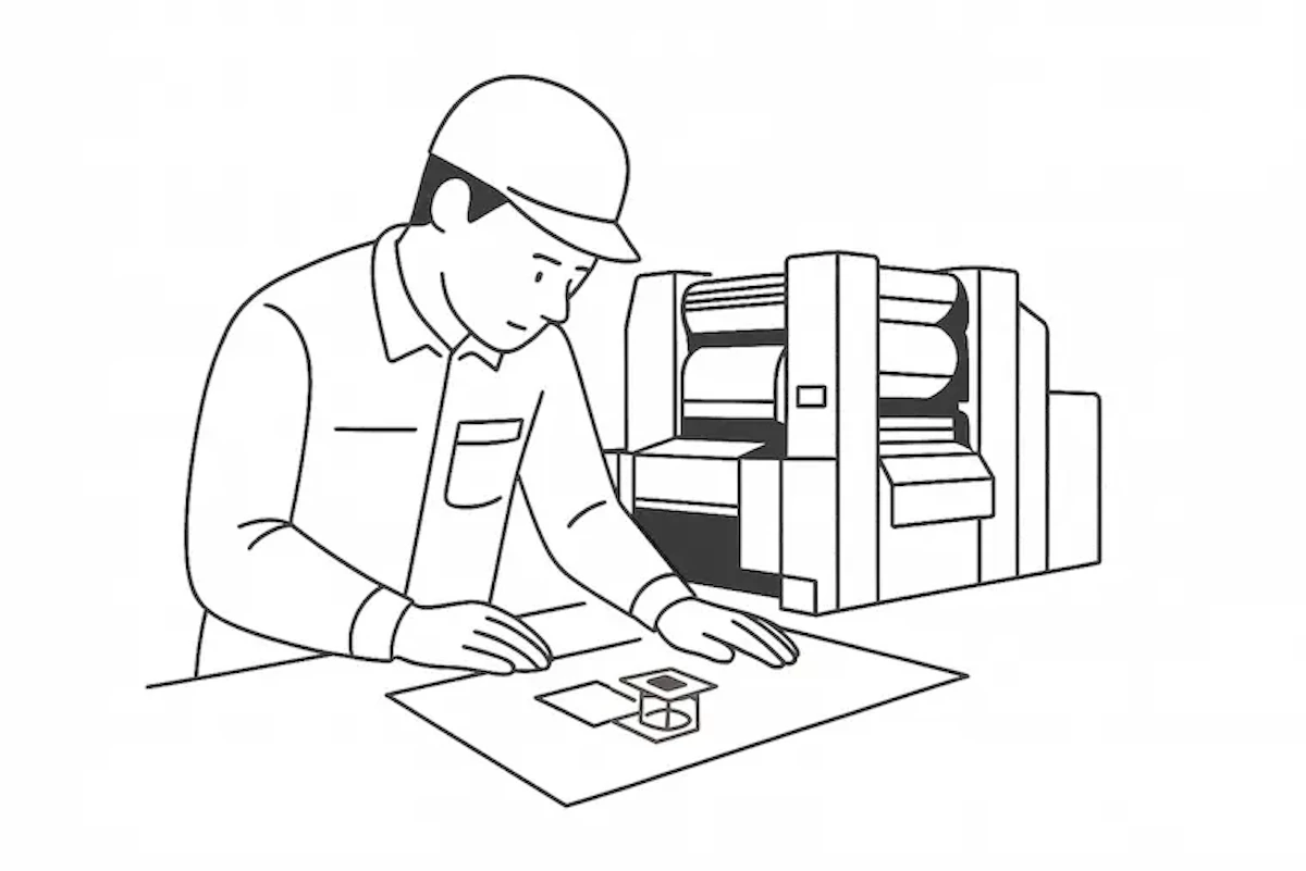 印刷物の品質管理を行っている様子を示したイラスト