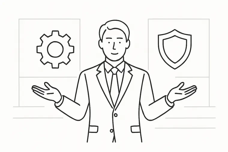 サーバ構築からセキュリティ、運用の相談までワンストップでサポートできることを示したイラスト